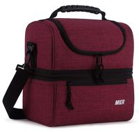 MIER Adult Lunch Box Insulated Lunch Bag Large Cooler Tote Bag for Men, Women, Double Deck Cooler (Dark Red, Large)