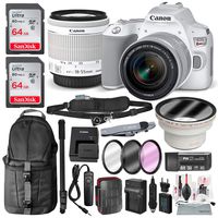 Canon EOS Rebel SL3 DSLR Digital Camera (White) with 18-55mm Lens + 64GB + Cases + Battery Kit + Premium Accessory Bundle