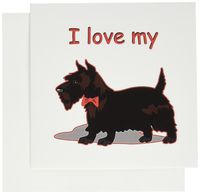 3dRose Cuddly Canine I Love My Scottish Terrier Greeting Cards, 6" x 6", Set of 12 (gc_129049_2)