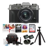 Fujifilm X-T30 Mirrorless Digital Camera (Charcoal) w/ XF15-45mm Lensw/ ((2) NP-W126S Batteries, 64GB Memory Card & Accessory Bundle