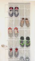 24 Pockets - SimpleHouseware Crystal Clear Over The Door Hanging Shoe Organizer, Gray (64'' x 19'')