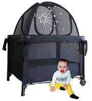 Aussie Cot Net Co - Fits a Pack n Play and Mini Cribs - Travel Tent to Keep Baby from Climbing Out - Portable Ready to use on Vacation - Black Crib Netting Settles Baby to Sleep Better and Longer