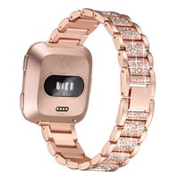 bayite Bling Bands Compatible with Fitbit Versa Band for Women, Metal Bracelet Replacement Wristband Smartwatch Accessories, Copper