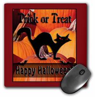 3dRose LLC 8 X 8 X 0.25 Inches Black Cat on Pumpkins Trick or Treat Happy Halloween Mouse Pad (mp_24365_1)