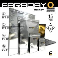 Faraday Cage Military Grade Uber Thick EMP ESD Solar Flare Bags 15pc 2-Metal Layer, Fully-SPECCED, Heavy Duty Electro-Shielding Kit X-Large Laptop/Notebook iPad Windows Survivalists Preppers