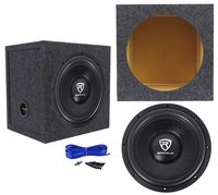 Rockville W12K6D2 V2 12" 2400 Watt Car Audio Subwoofer+Sealed Sub Box Enclosure
