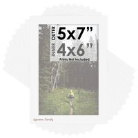 Mat Board Center, Pack of 10, 5x7 for 4x6 White Color Mats - Acid Free, 4-ply Thickness, White Core - for Pictures, Photos, Framing