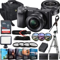 Sony Alpha a6400 E-Mount Camera with APS-C Sensor + E PZ 16-50 mm F3.5-5.6 OSS Lens + Professional Video-Accessory Kit