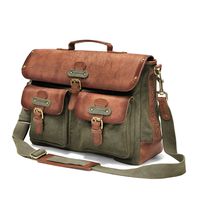 DRAKENSBERG Kimberley Messenger Laptop Bag, canvas, buffalo leather, olive green