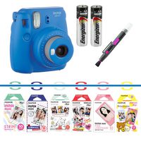 Fujifilm instax Mini 9 Camera Bundle with Airmail, Pink Lemonade, Stripe, Winnie The Pooh, Disney Mickey & Friends , Rilakkuma, Quality Photo 2 in 1 Pen/Brush and Spray (Blue)