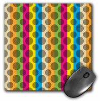 3dRose LLC 8 x 8 x 0.25 Inches Mouse Pad, Gray Dots on A Yellow, Pink, and Green Striped Background (mp_78256_1)