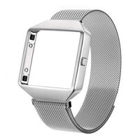 Metal Bands Compatible with Fitbit Blaze, Small and Large Stainless Steel Replacement Adjustable Band with Metal Frame for Fit bit Blaze Women Men,Silver- S