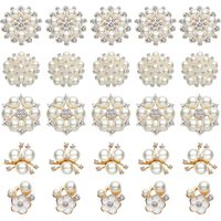 50 Pieces Rhinestone Buttons Embellishments Buttons Flatback Pearl Crystal Rhinestone Flower Button Round Crystal White for Jewelry Making Wedding Party Home Decoration and DIY Craft
