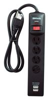 Woods 041302 Dual USB Charger 4-Outlet Surge Protector Power Strip, 800-Joules of Protection, 3-Foot Cord