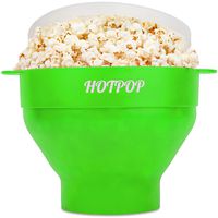 The Original Hotpop Microwave Popcorn Popper, Silicone Popcorn Maker, Collapsible Bowl Bpa Free and Dishwasher Safe- 12 Colors Available (Green)