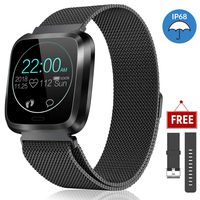 CatShin Fitness Watch Heart Rate Monitor IP68 Fitness Tracker Waterproof Pedometer Calroies Counter Sleep Monitor Remote Camera Control Message Notification Sports Smartwatch for Android iOS (Black)