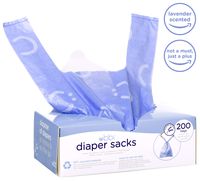 Ubbi Disposable Diaper Sacks, Lavender Scented, Easy-To-Tie Tabs, Made with Recycled Material, Diaper Disposal or Pet Waste Bags, 200 count