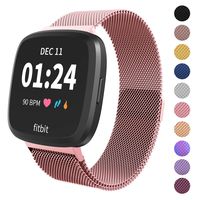 Limque Magnetic Bands Compatible with Fitbit Versa/Versa 2/Versa Lite/SE, Women Men Metal Adjustable Replacement Wristband for Fitbit Versa Smart Watch Multi-Color (Rose Gold, Small)