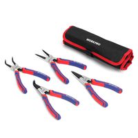 WORKPRO 4-Piece Snap Ring Pliers Set - Heavy Duty 7-inch Internal/External Circlip Pliers Kit (Tip Diameter 5/64'')-Straight/Bent Jaw - Cr-V Steel - for Ring Remover Retaining- Storage Pouch Included