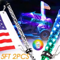 Nirider 2PCS 5ft LED Whip Lights with Flag Pole Remote Control Spiral RGB Chase Light Offroad Warning Lighted Antenna LED Whips for UTV, ATV, Off Road, Truck, Jeep, Sand, Buggy Dune, RZR, Can-am, Boat
