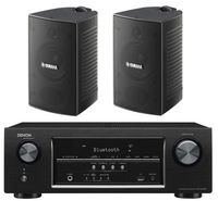 Denon 5.2 Channel 700-Watt Full 4K Ultra HD Bluetooth AV Home Theater Receiver + Yamaha High-Performance Natural Surround Sound 2-Way Indoor/Outdoor Weatherproof Speaker System (Pair)