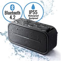 SANWA【Japan Brand】 Portable Wireless Bluetooth Speaker with Built-in Mic, Rich Bass, AUX Input, Micro SD Card Slot, Bluetooth 4.2, IP55 Water Resistance, for Outdoor Travel Home Shower Party, Black