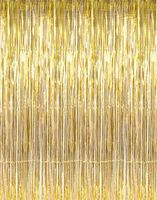 GOER 3.2 ft x 9.8 ft Metallic Tinsel Foil Fringe Curtains for Party Photo Backdrop Wedding Decor (Gold,5 pcs)
