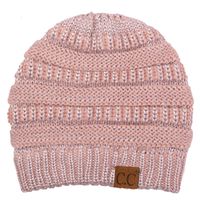 C.C Trendy Warm Chunky Soft Stretch Cable Knit Beanie Skully, Metallic Indi Pink/Silver