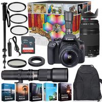 Canon EOS Rebel T6 DSLR Camera with 18-55mm & 75-300mm Lenses Kit + 500mm Preset Wildlife Lens - Deluxe Professional Photo & Video Creative Bundle