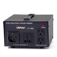 LiteFuze LT-1500 1500 Watt Voltage Converter Transformer - Step Up/Down - 110V/220V - Circuit Breaker Protection