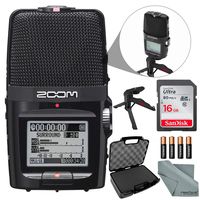 Zoom H2n Portable Handy Digital Audio Recorder Bundle with 16 GB + Case + Batteries + XPIX Tripod + Fibertique Cloth