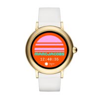 Marc Jacobs Womens Riley Touchscreen Smartwatch, Stainless Steel and Silicone Strap, White/Gold (MJT2000)