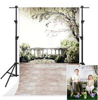 Kate 6.5x10ft Scenic White Flowers Photography Backdrops Brick Floor Family Balcony Tree Photo Background Wedding Children Birthday Party Backdrop for Photoshoot Studio Video
