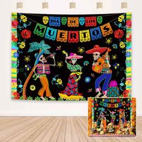 Demohome 8x6ft Mexican Fiesta Day of The Dead Backdrop for Sugar Skull Photography Background Dia DE Los Muertos Dress-up Birthday Party Supplies Banner Table Decor Decoration Photo Booth Shoot