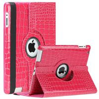SAVEICON (TM 360 Degrees Rotating Crocodile Skin PU Leather Case Smart Cover with Stand and Sleep/Wake Function for Apple iPad 4 with Retina Display, iPad 3, iPad 2 (Hot Pink)