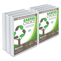 Samsill Earth's Choice Biobased Durable 3 Ring View Binder, 1 Inch Round Ring, Up to 25% Plant Based Plastic, USDA Certified Biobased, Eco-Friendly, Customizable Cover, White, 6 Pack