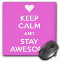 3dRose Keep calm and stay awesome, Pink - Mouse Pad, 8 by 8 inches (mp_161165_1)