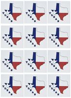 3dRose Set of 12 Greeting Cards, Texas state Flag in Outline Map (gc_58725_2)