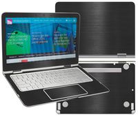 Decalrus - Protective Decal for 2015 HP Spectre x360 13-4003dx (13.3" Screen) Laptop Black Texture Brushed Aluminum Skin Carbon Fiber Skins Decal wrap BAfbhpSpectre360Back