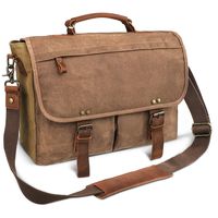 emissary Laptop Messenger Bag (15.6'' Computer Bag) Canvas and Leather Shoulder Briefcase (Brown 15.6'' Laptop Bag)