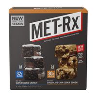 MET-Rx Big 100 Colossal Protein Bars, Healthy Meal Replacement Snack, Super Cookie Crunch and Chocolate Chip Cookie Dough Variety, 3.5oz bars (12 Count)