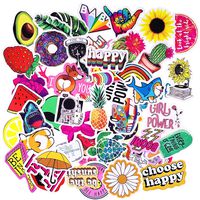 HONZZ VSCO Stickers for Hydro Flask Water Bottles,50 Pieces Laptop Computer Sticker Aesthetic,Trendy Stickers for Teens,Girls Phone,Travel 100% Vinyl