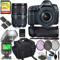 Canon EOS 5D Mark IV DSLR Camera with 24-105mm f/4L II Lens Kit + 256GB Sandisk Memory, TTL Speedlight Flash (Good Up-to 180 Feet), Pro Power Grip + Holiday Special Bundle