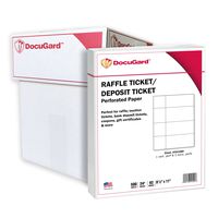 DocuGard Perforated Paper for Deposit Tickets, Raffle Tickets, and More, Tear-Away Stubs, 8.5 x 11, 24 lb, 4 Perfs, 500 Sheets, White (04289) (Pack of 5)