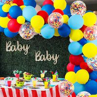 Carnival Circus Balloon Arch and Garland Kit - 105 Pack Red Blue Yellow Round Latex Balloons and Rainbow Multicolor Pre-Filled Confetti Balloon for Carnival Baby Shower Wedding Birthday Graduation Anniversary Bachelorette Party Background Decorations
