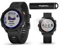 Garmin Forerunner 245 Music (Black) Running GPS Watch Power Bundle | +HD Screen Protectors & PlayBetter Portable Charger | Music & Spotify, Advanced Analytics, Heart Rate, PulseOx 2019 010-02120-20
