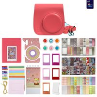 Fujifilm Instax Mini 9 Accessory Bundle - 14 in 1 Kit with Close Up and Color Filters, Photo Album, Colorful Picture Frames,Flamingo Pink Camera Case and Removable Strap (Flamingo Pink)