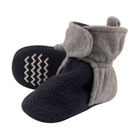 Hudson Baby Unisex Baby Cozy Fleece Booties, Navy Heather Gray, 2 Toddler