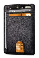 Slim Minimalist Leather Wallets for Men & Women - Lichee Black