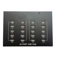 SINNRY 20 Ports Dual USB 2.0 Industrial Grade HUB with Power Adapter, 2 USB Cables, Support Window/ MACOS 9.0